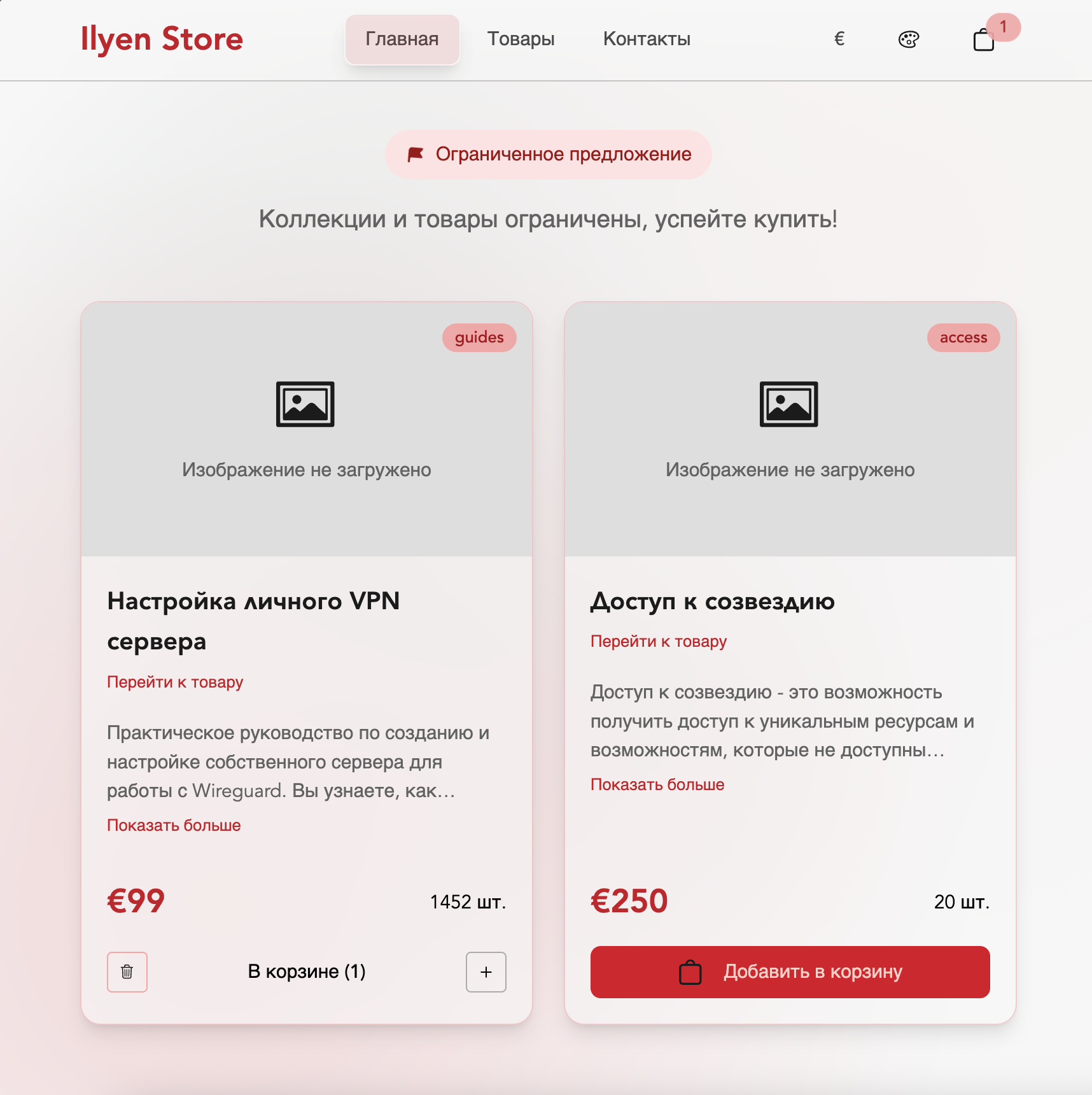 Ilyen Store project screenshot